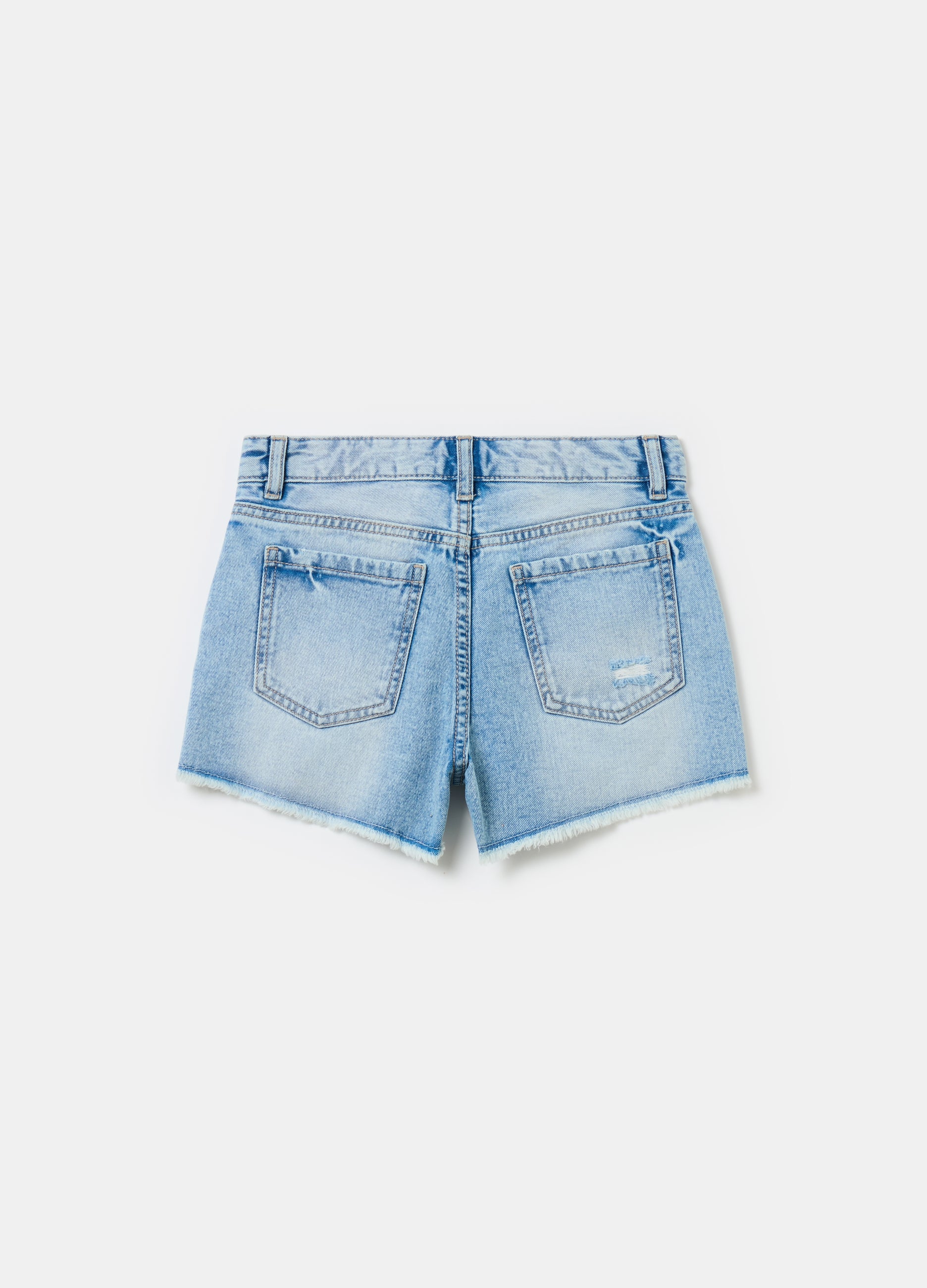 Denim Shorts With Abrasions