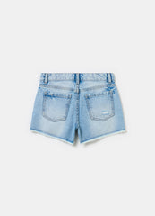 Denim Shorts With Abrasions