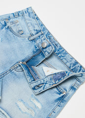 Denim Shorts With Abrasions