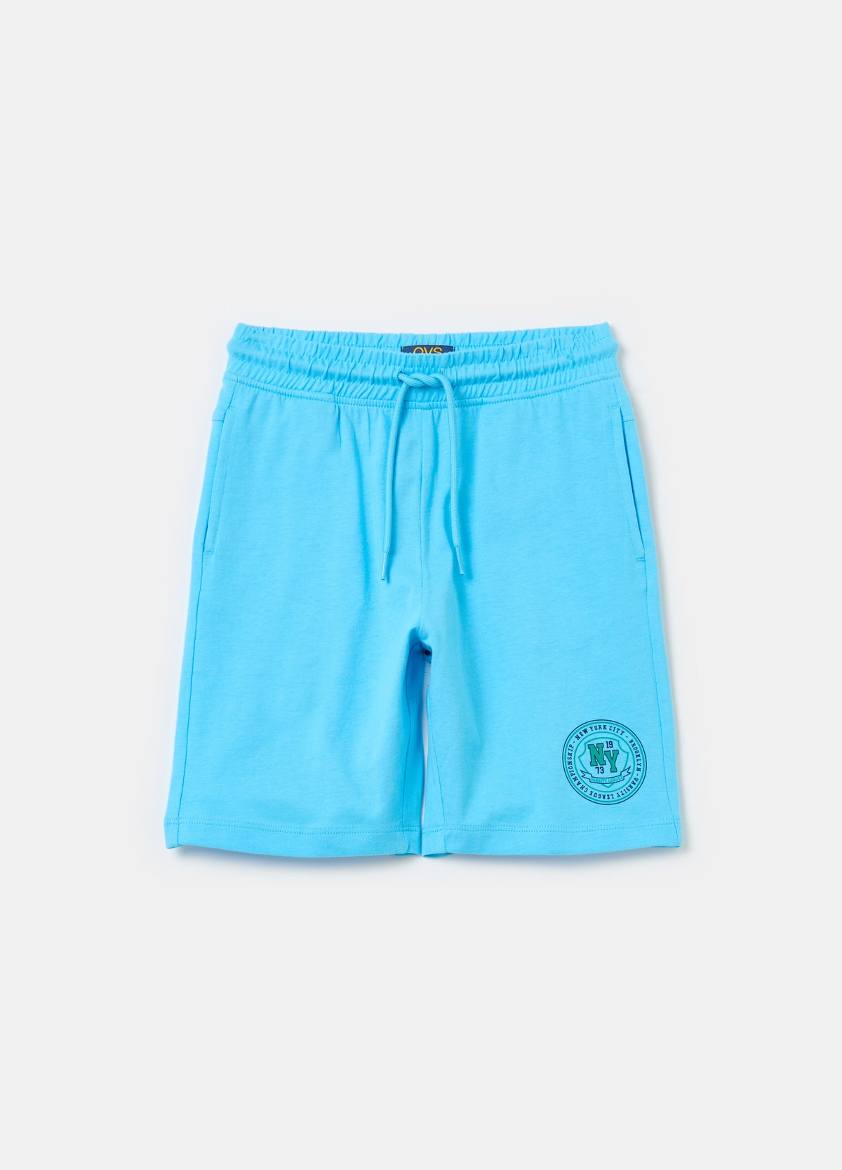 Ovs Plush Bermuda Shorts With Drawstring And Print