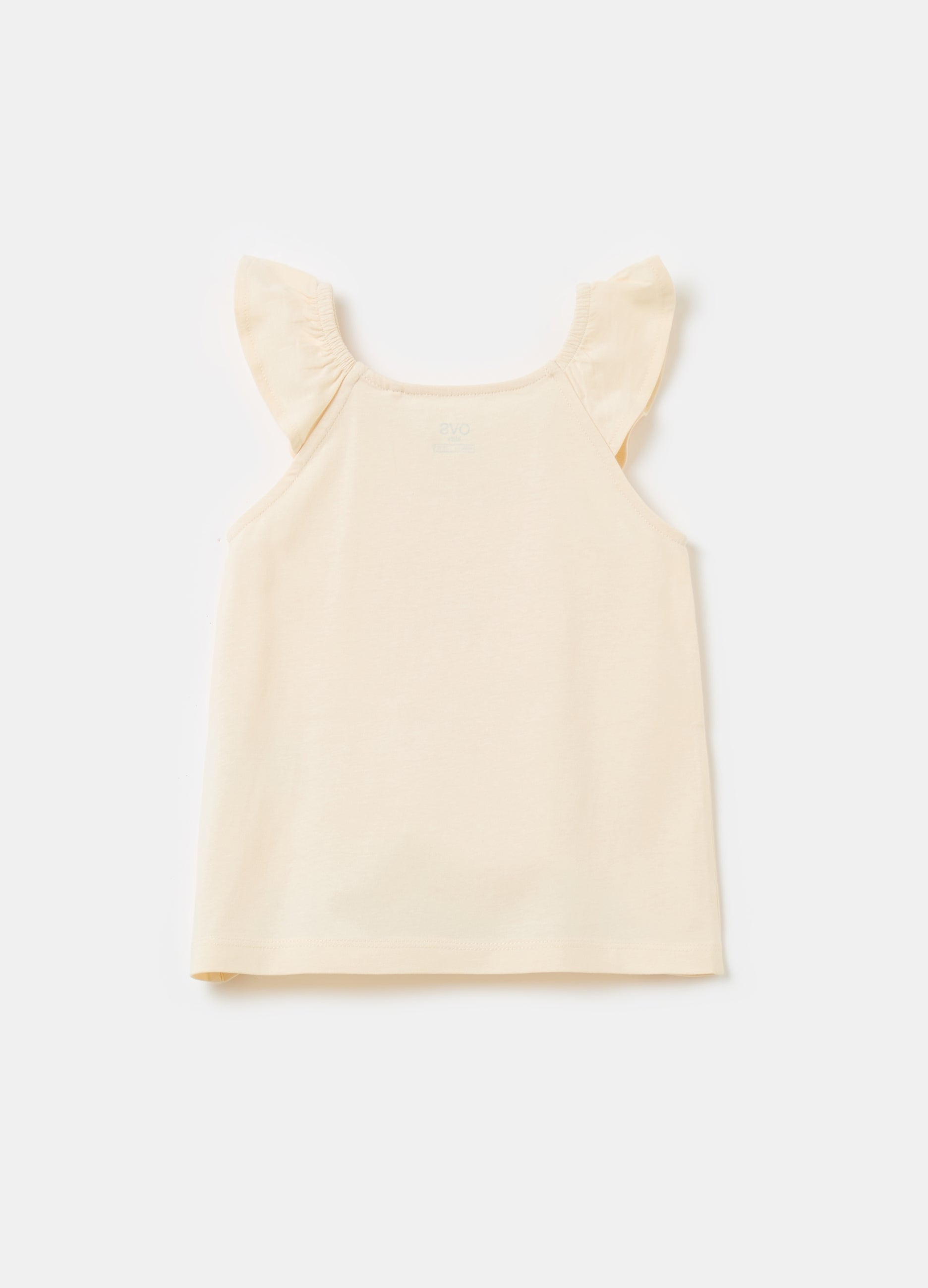 Ovs Cotton Tank Top With Frills And Print