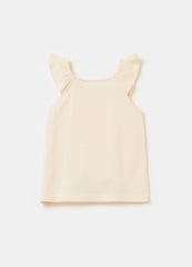 Ovs Cotton Tank Top With Frills And Print