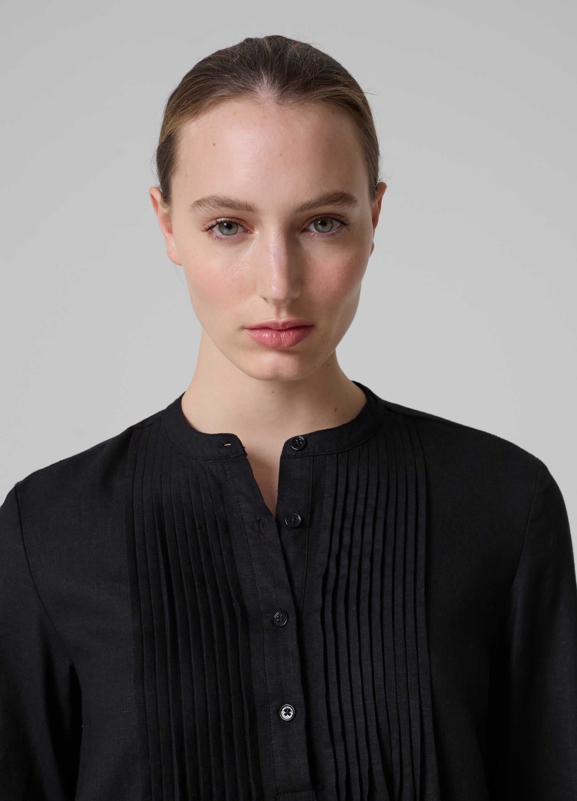 Contemporary Long Dress With Mandarin Collar