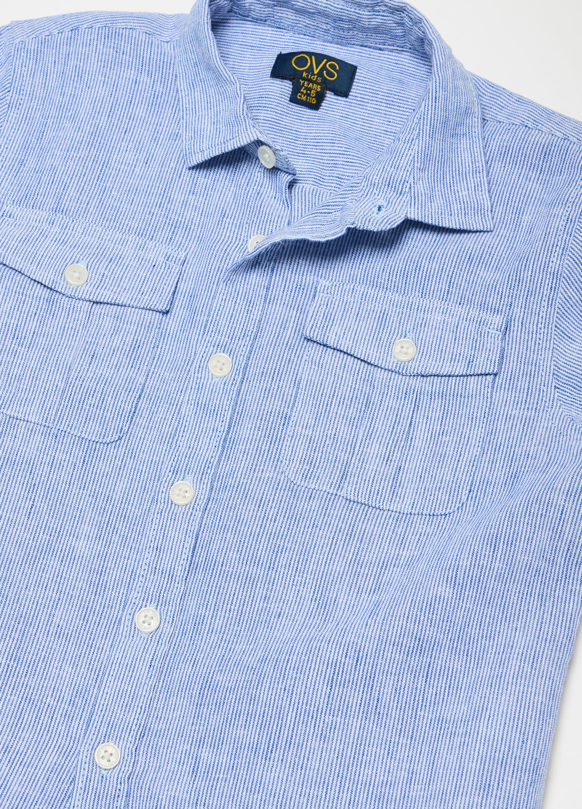 Ovs Striped Linen And Cotton Shirt