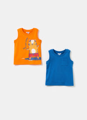 Ovs Two-Pack Cotton Vests With Print
