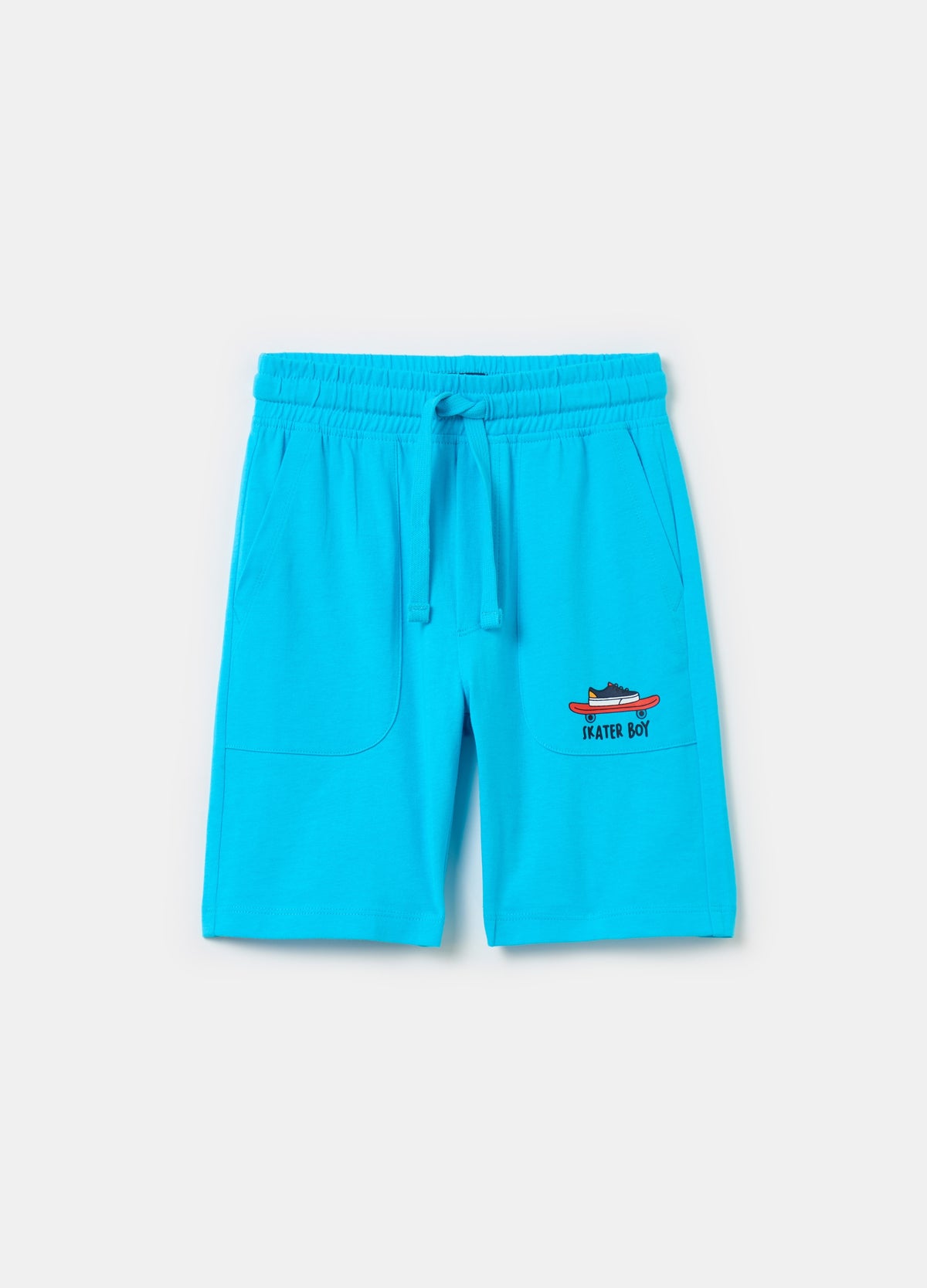 Ovs Fleece Bermuda Shorts With Drawstring And Print