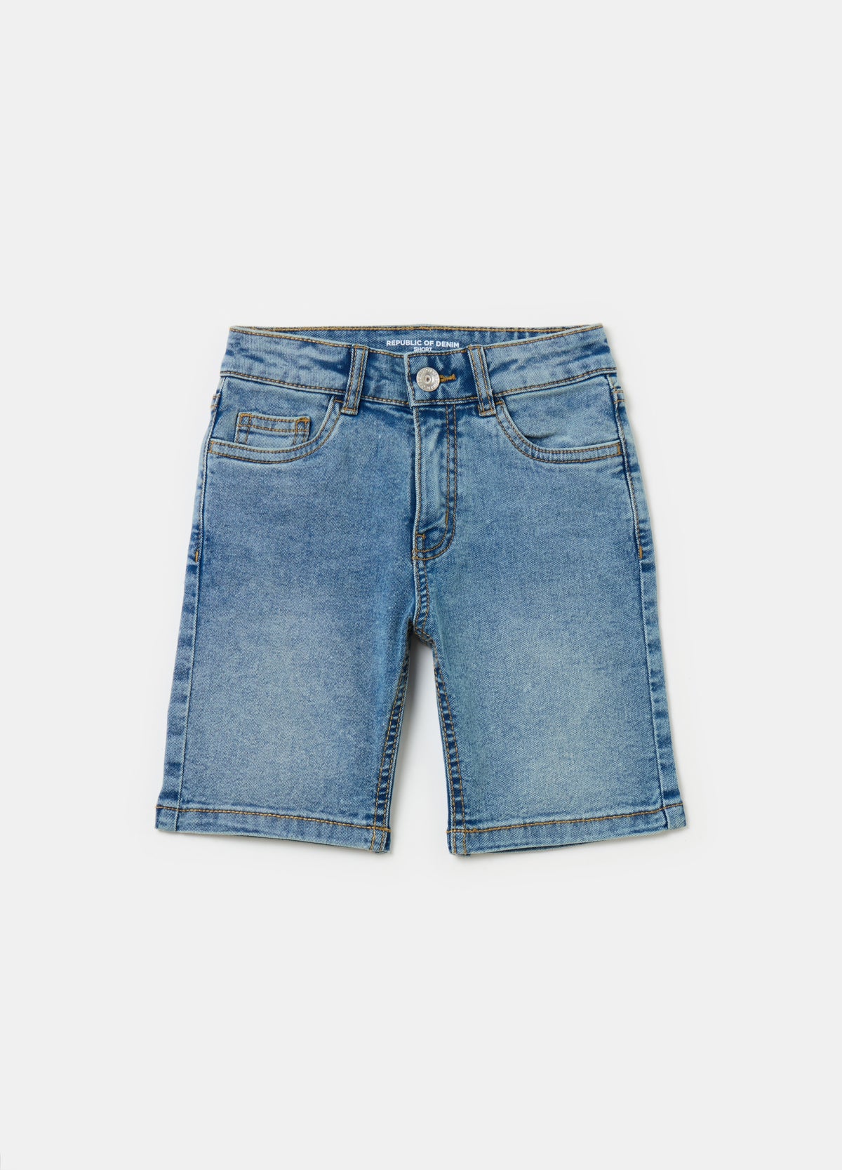 Ovs Denim Bermuda Shorts With Five Pockets