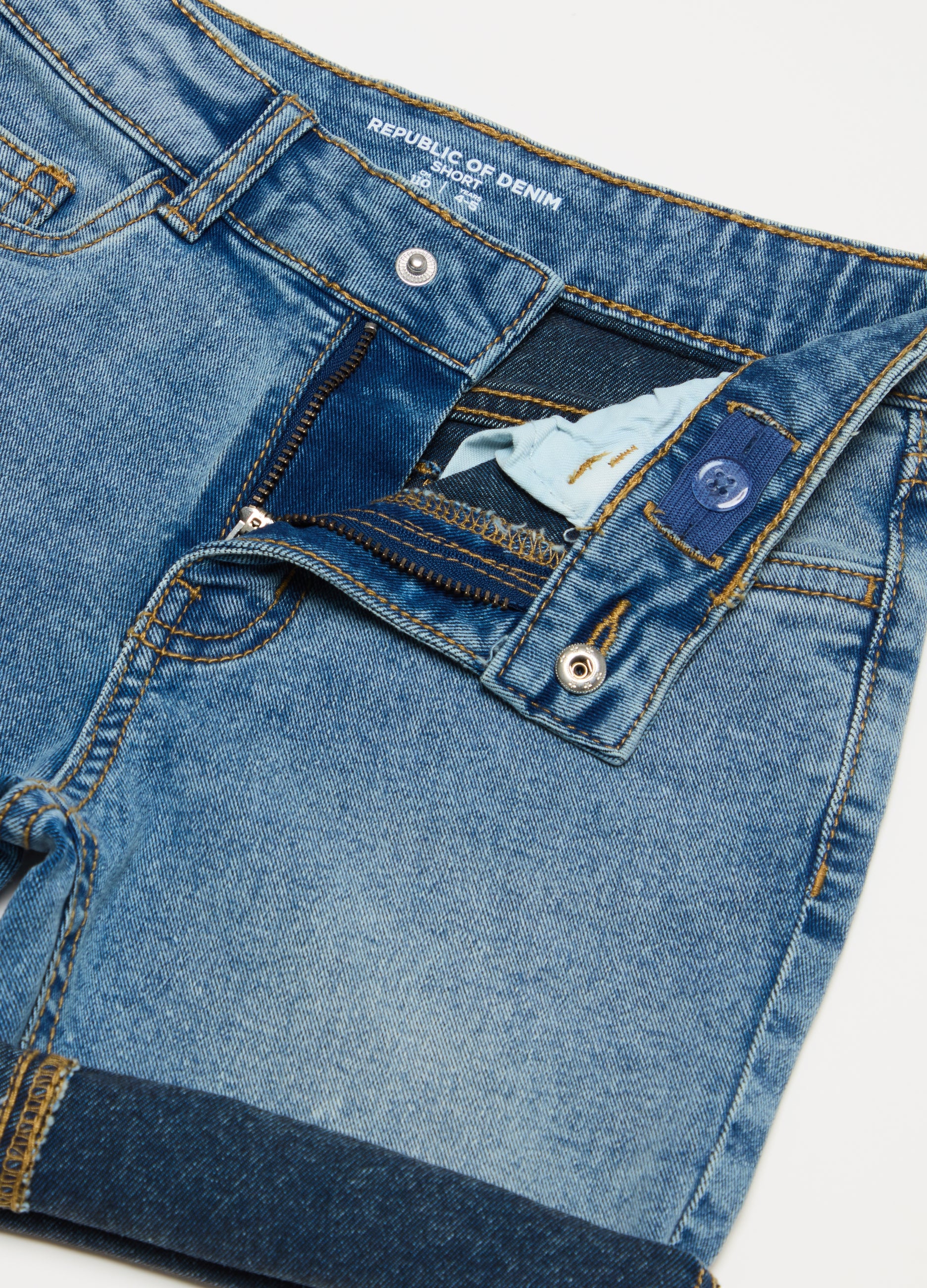 Ovs Denim Bermuda Shorts With Five Pockets