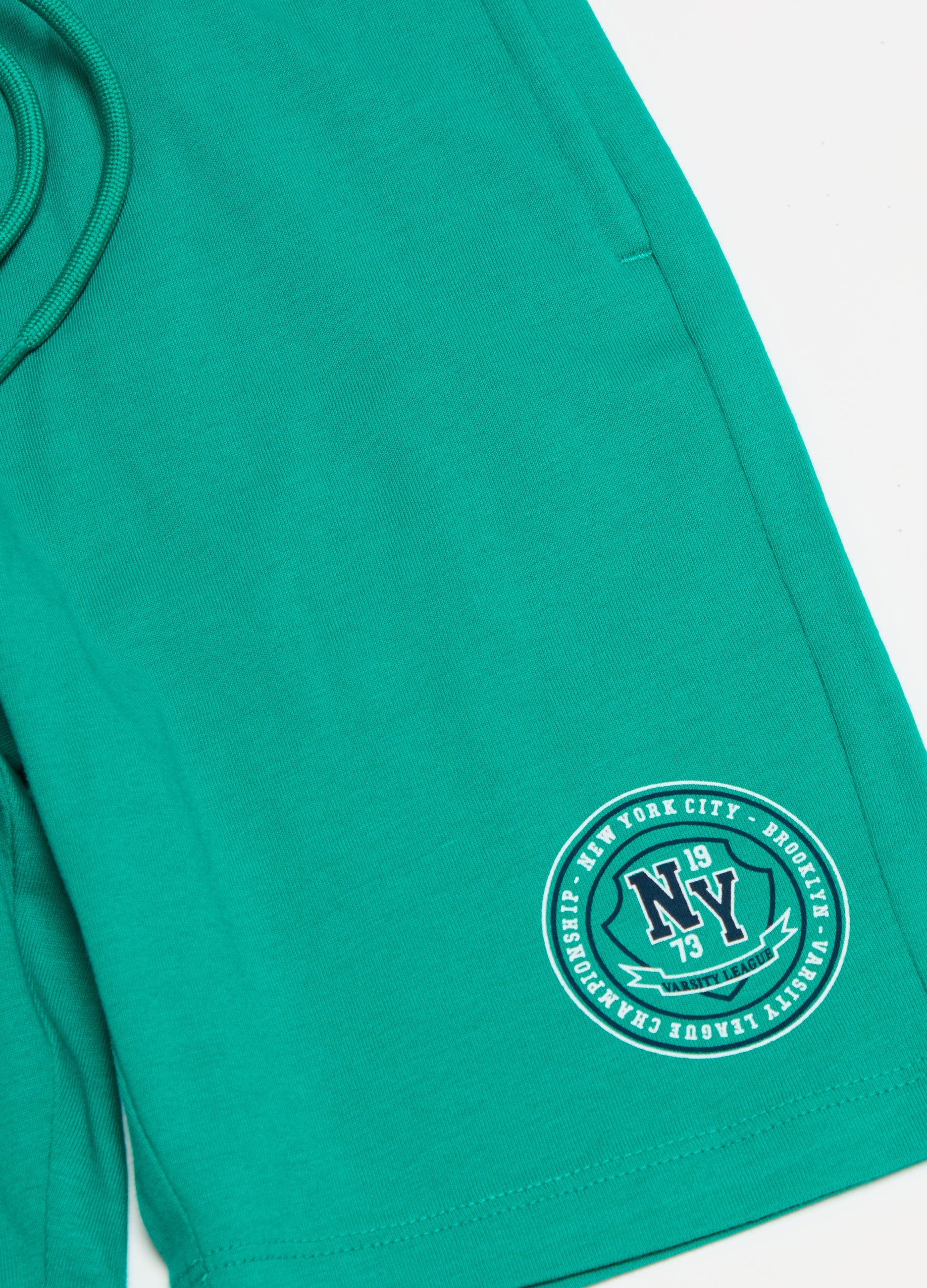 Ovs Fleece Bermuda Shorts With Drawstring And Print