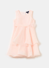 Ovs Tiered Dress In Organza With Flower