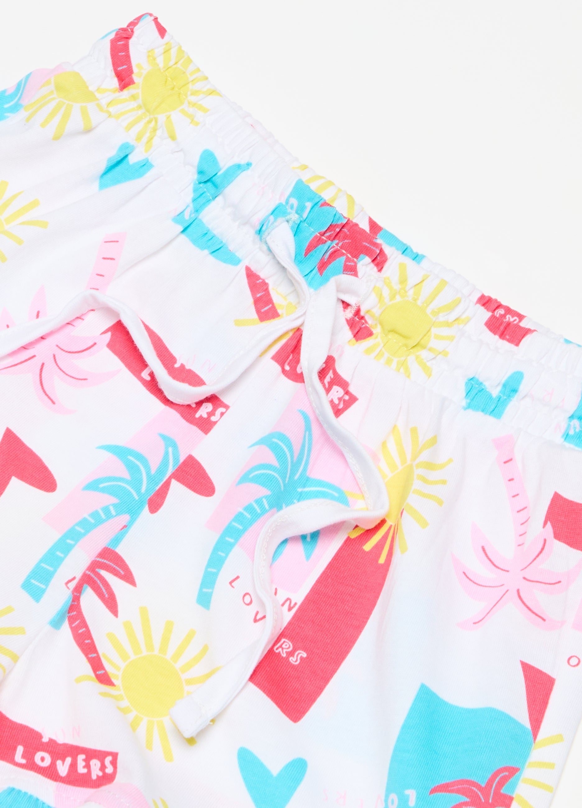 Ovs Cotton Shorts With Frills And Drawstring