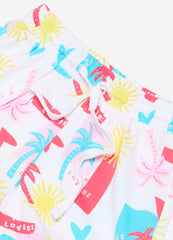Ovs Cotton Shorts With Frills And Drawstring