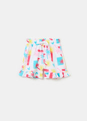 Ovs Cotton Shorts With Frills And Drawstring