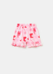 Ovs Cotton Shorts With Frills And Drawstring