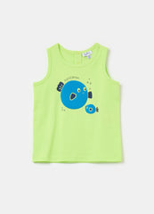 Ovs Cotton Racerback Vest With Print