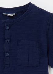 Ovs Textured Cotton T-Shirt With Pocket