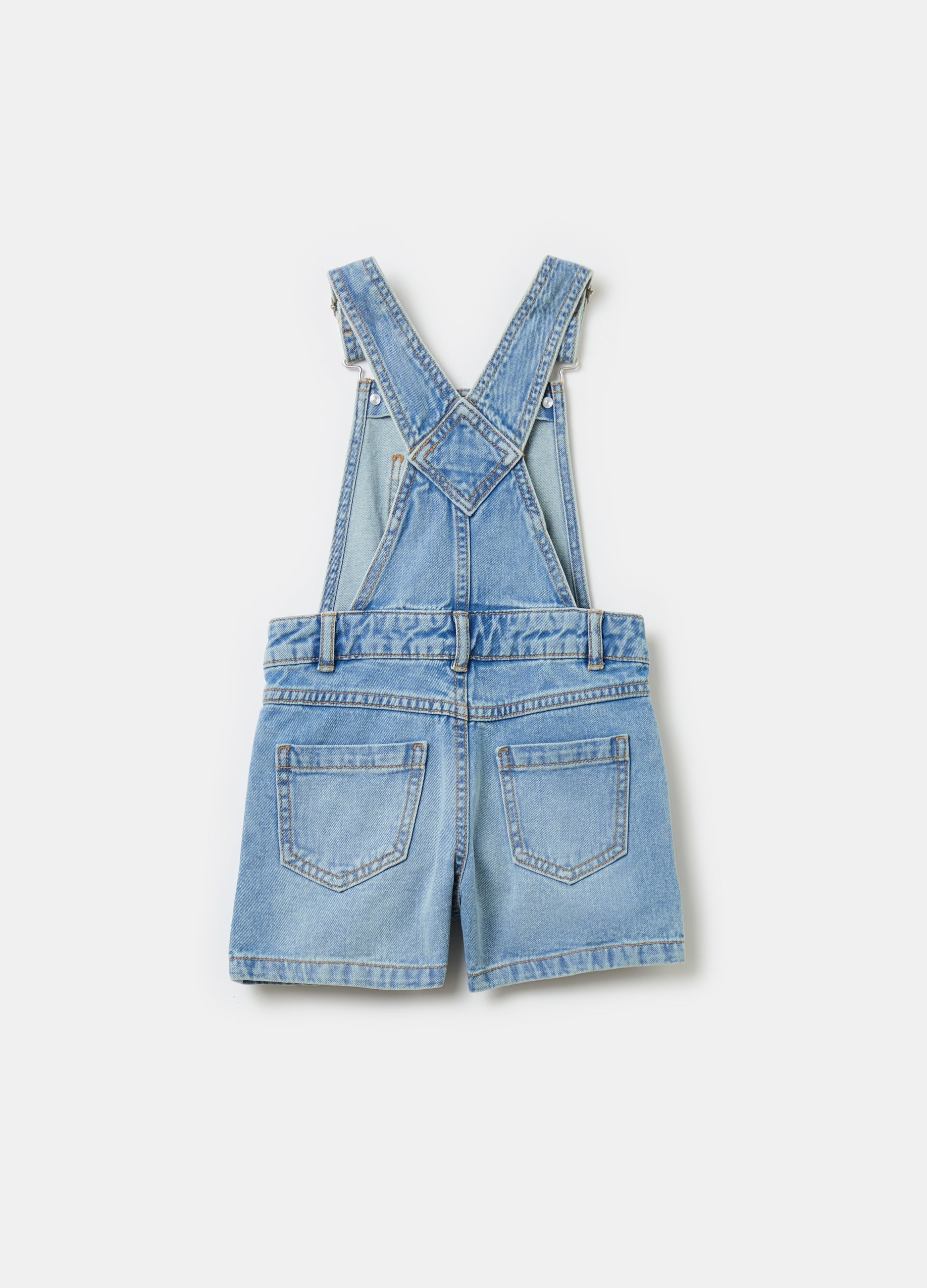 Ovs Denim Dungarees With Floral Embroidery