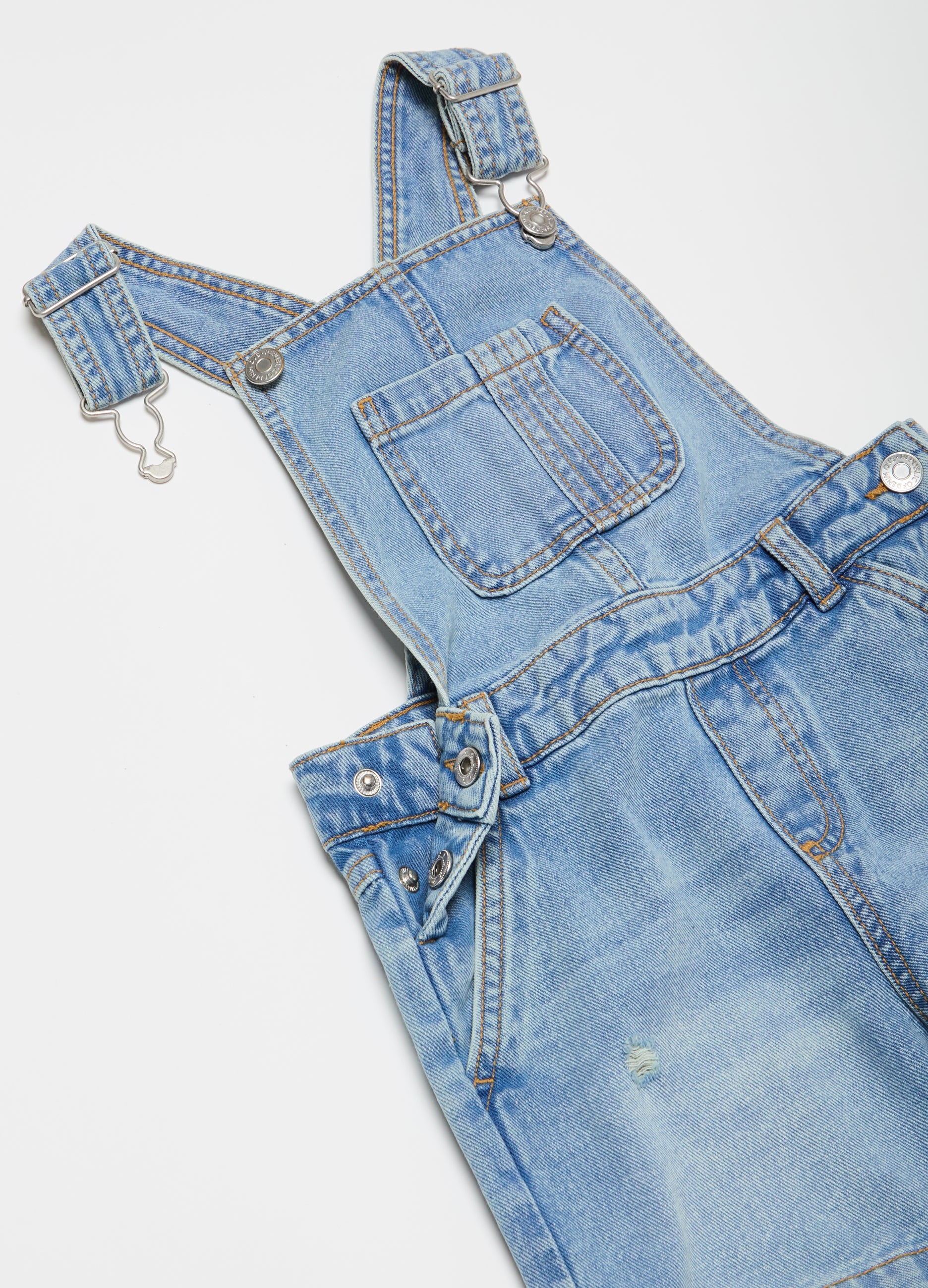 Ovs Denim Dungarees With Floral Embroidery
