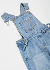 Ovs Denim Dungarees With Floral Embroidery