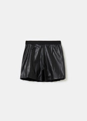 Glossy-Effect Pleated Skort