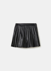 Glossy-Effect Pleated Skort