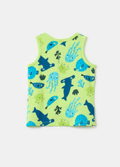 Ovs Cotton Racerback Vest With Print