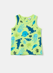 Ovs Cotton Racerback Vest With Print