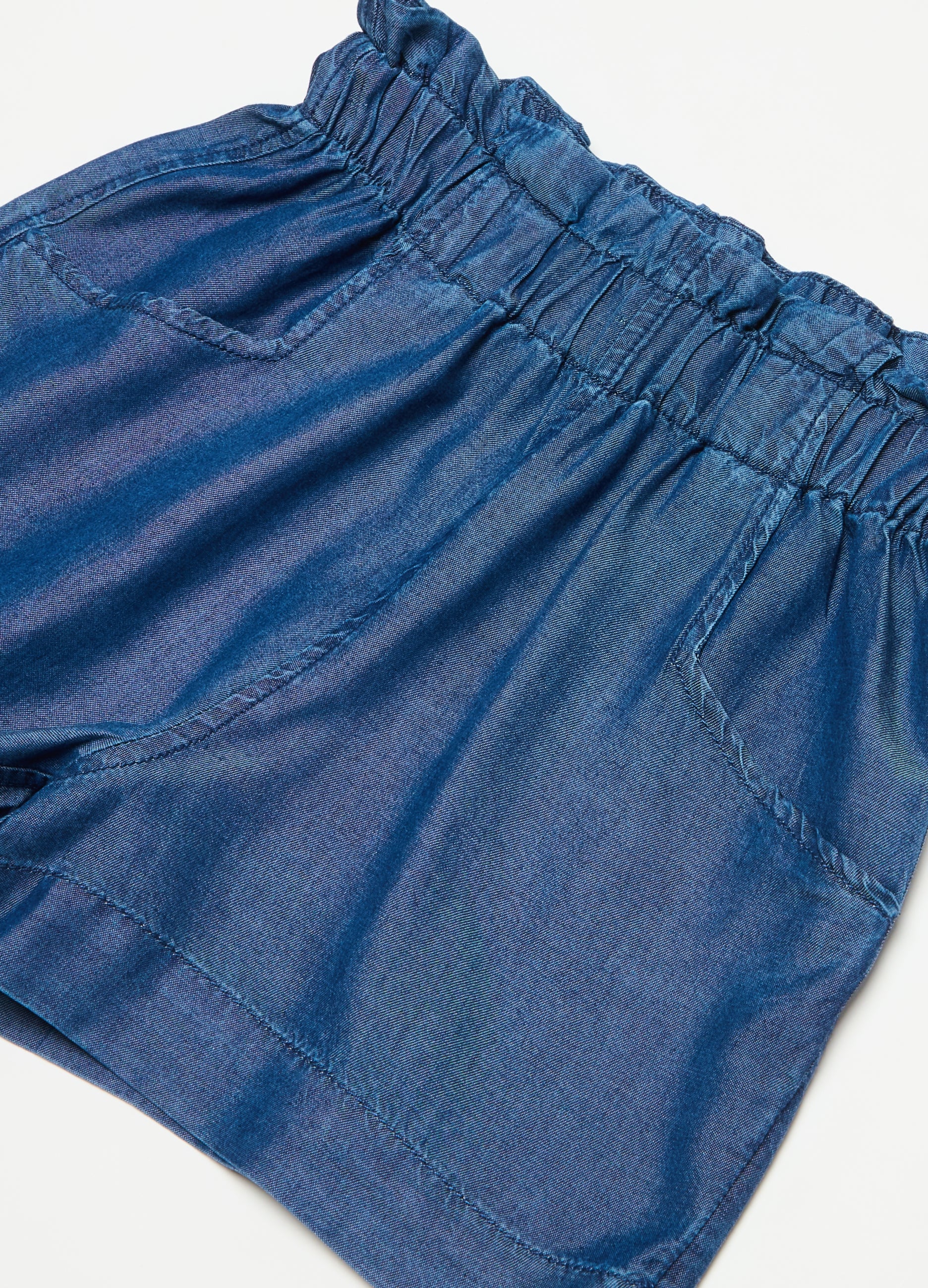 Ovs Denim-Effect Paper Bag Shorts