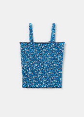 Ovs Smock Stitch Tank Top With Small Flowers