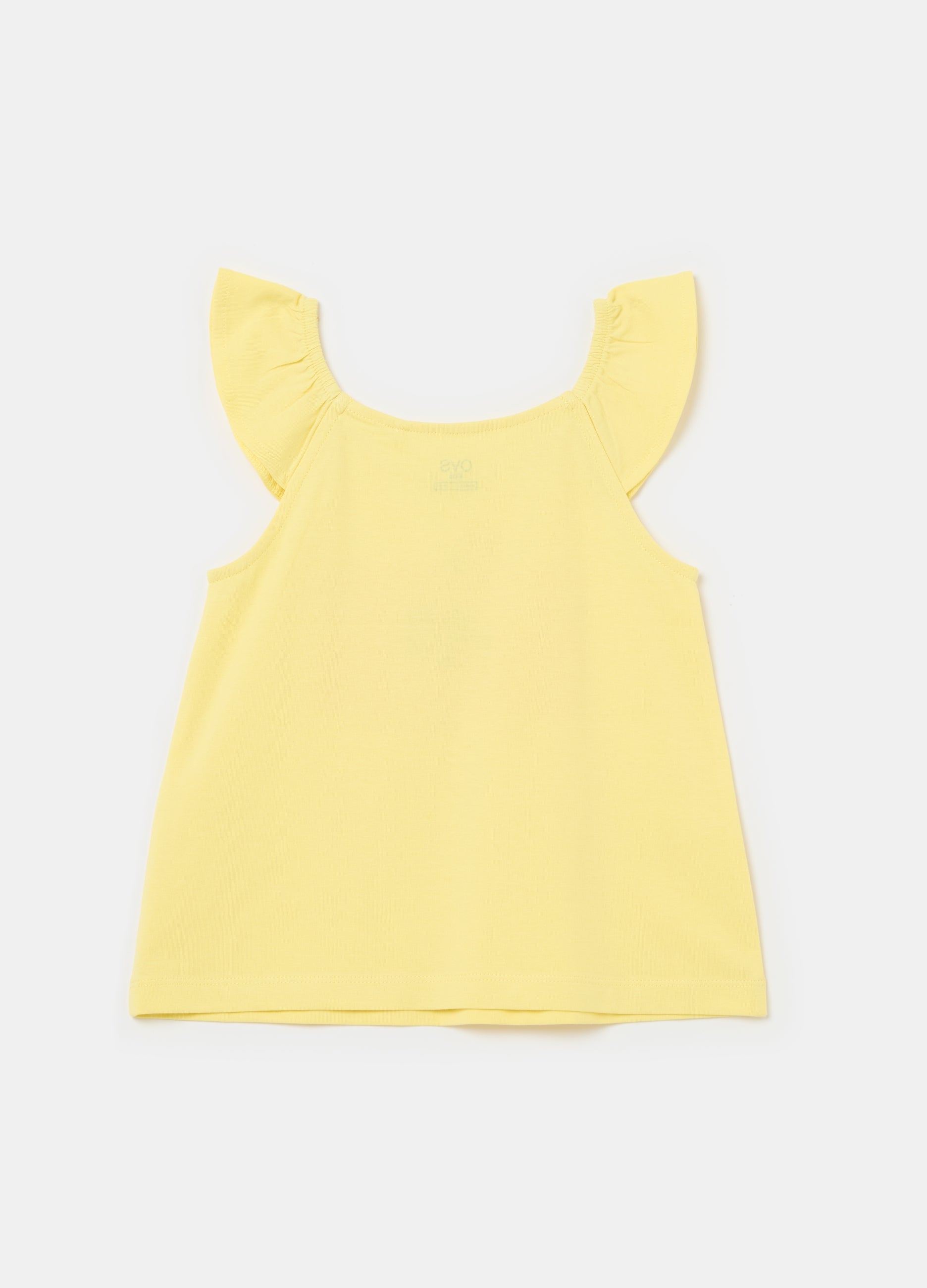 Ovs Cotton Tank Top With Frills And Print