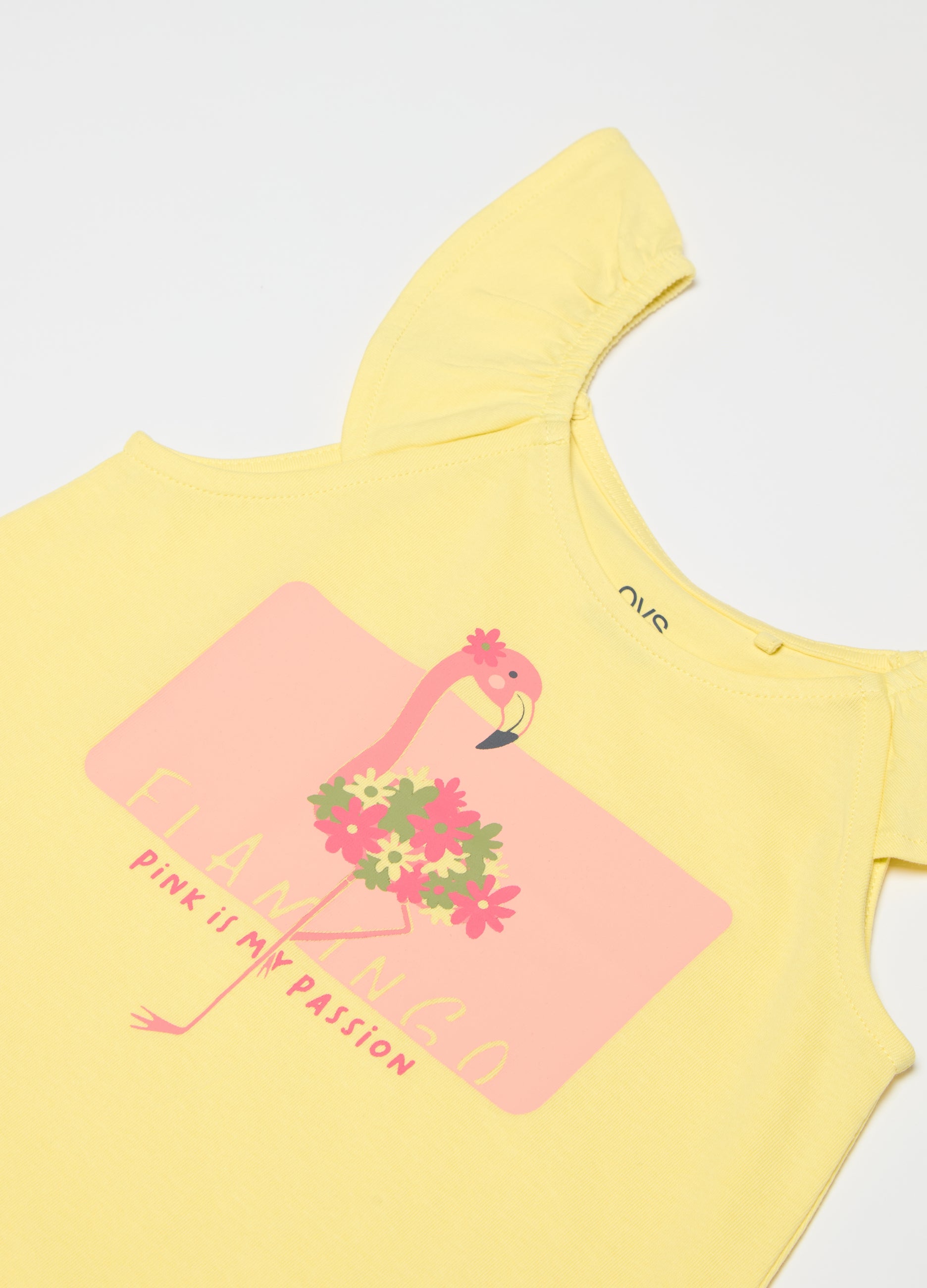 Ovs Cotton Tank Top With Frills And Print