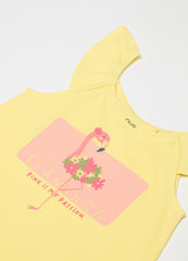 Ovs Cotton Tank Top With Frills And Print
