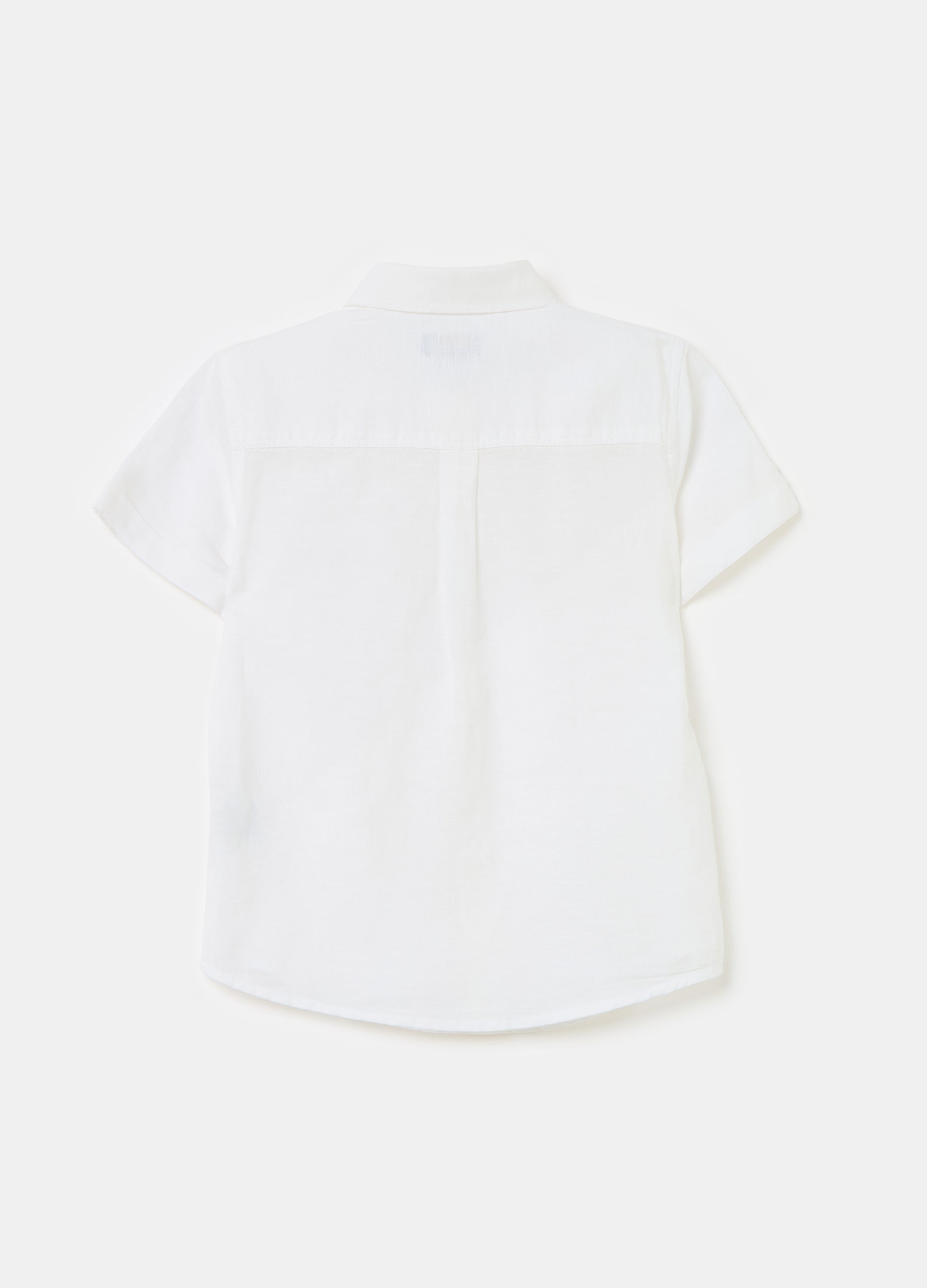 Ovs Solid Colour Linen And Cotton Shirt