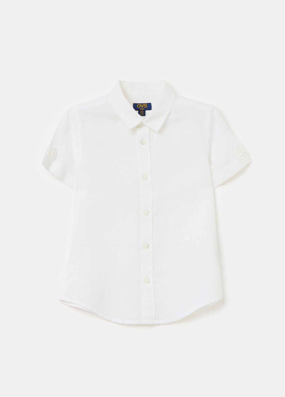Ovs Solid Colour Linen And Cotton Shirt