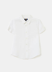 Ovs Solid Colour Linen And Cotton Shirt
