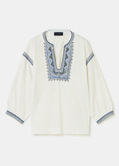 Cotton T-Shirt With Ethnic Embroidery