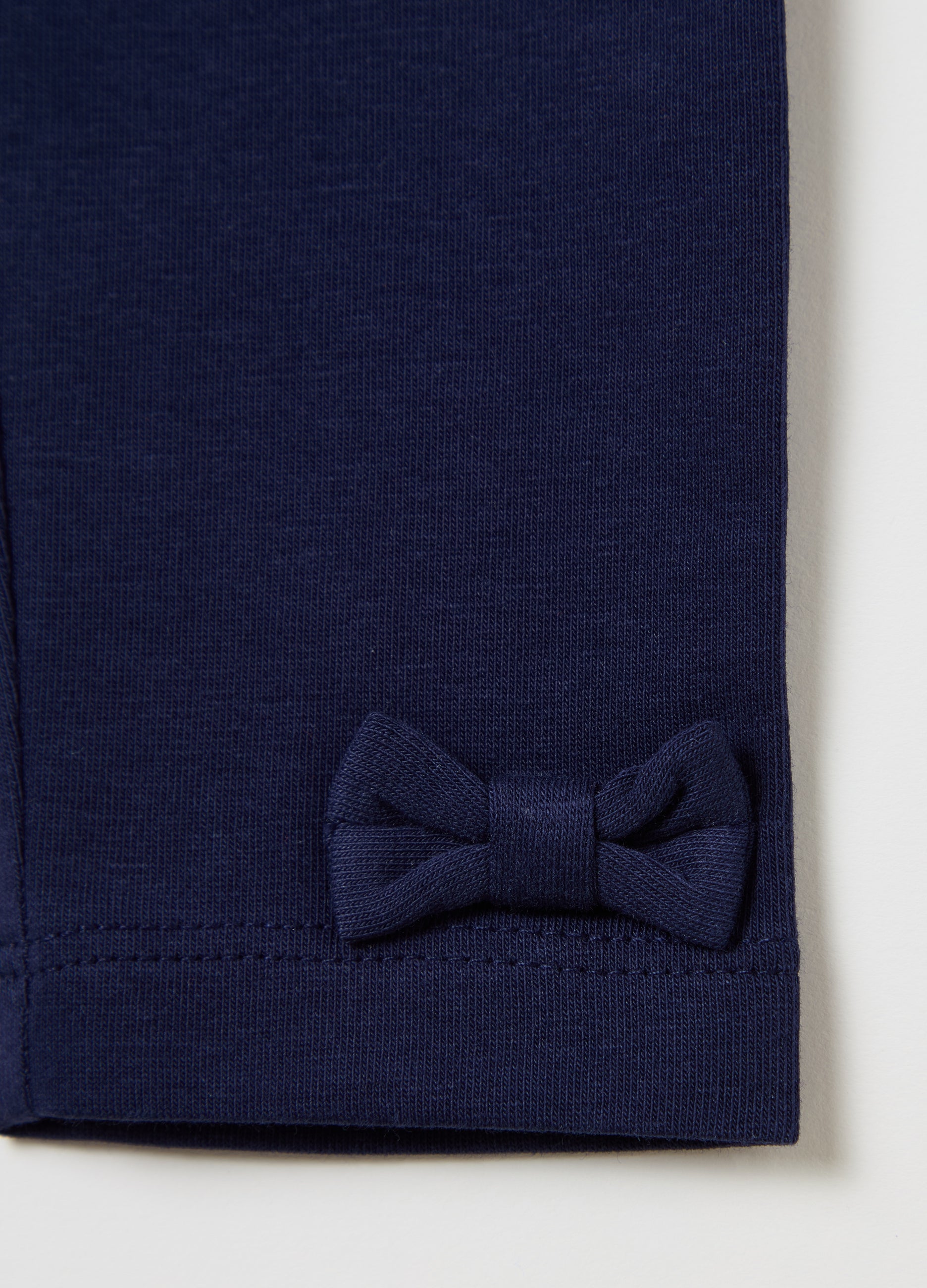 Stretch Cotton Leggings With Bows