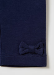 Stretch Cotton Leggings With Bows