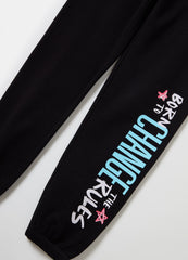 Joggers In Fleece With Elasticated Edging And Print