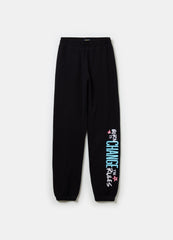 Joggers In Fleece With Elasticated Edging And Print