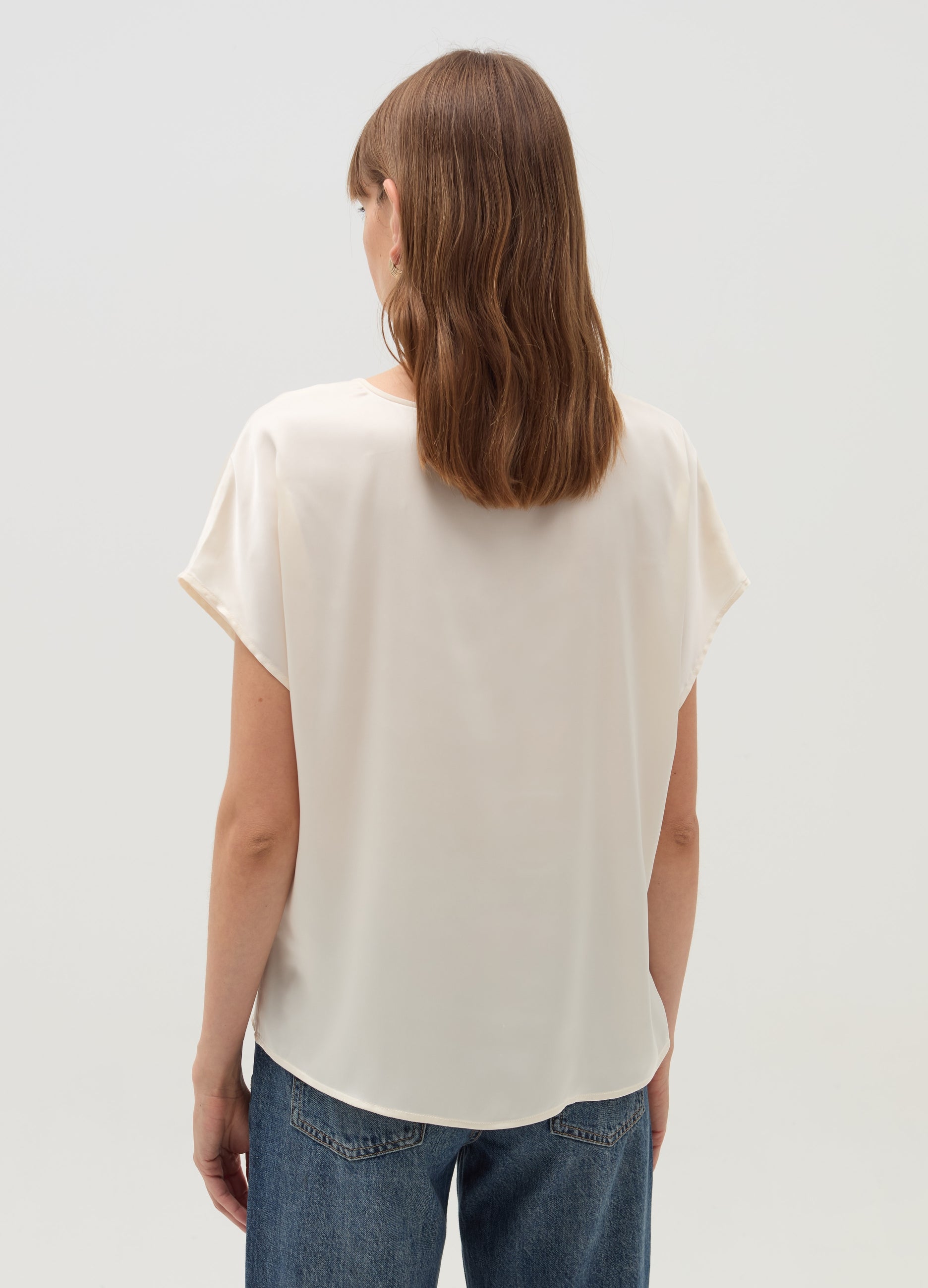 Satin Blouse With Kimono Sleeves