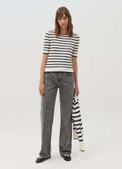 Short-Sleeved Top With Striped Pattern