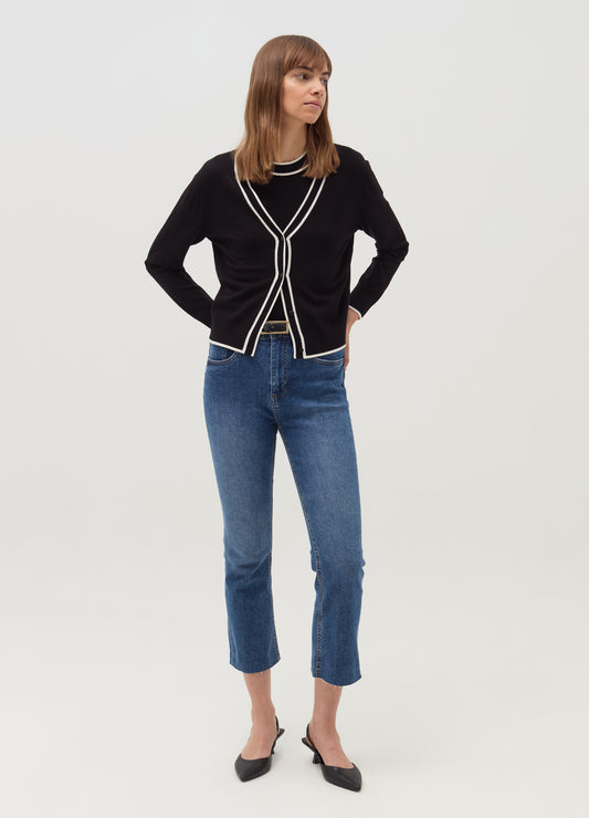 Cardigan With Contrasting Trim