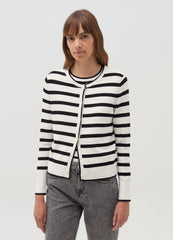 Striped Cardigan With Round Neck