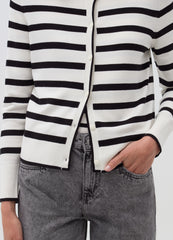 Striped Cardigan With Round Neck