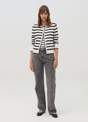 Striped Cardigan With Round Neck