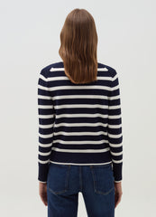 Striped Cardigan With Round Neck