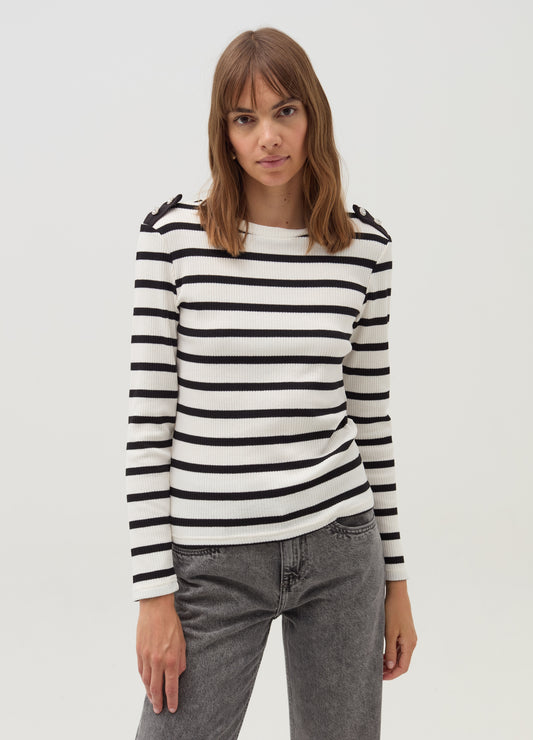 T-Shirt With Long Sleeves And Jewel Buttons