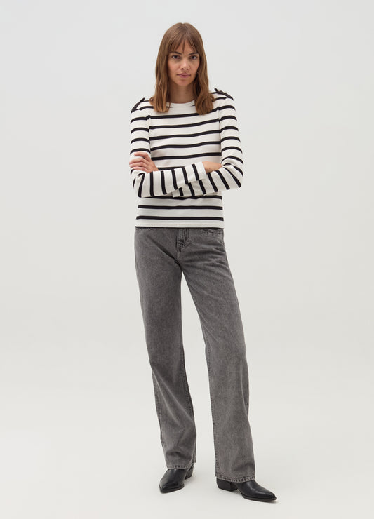 T-Shirt With Long Sleeves And Jewel Buttons