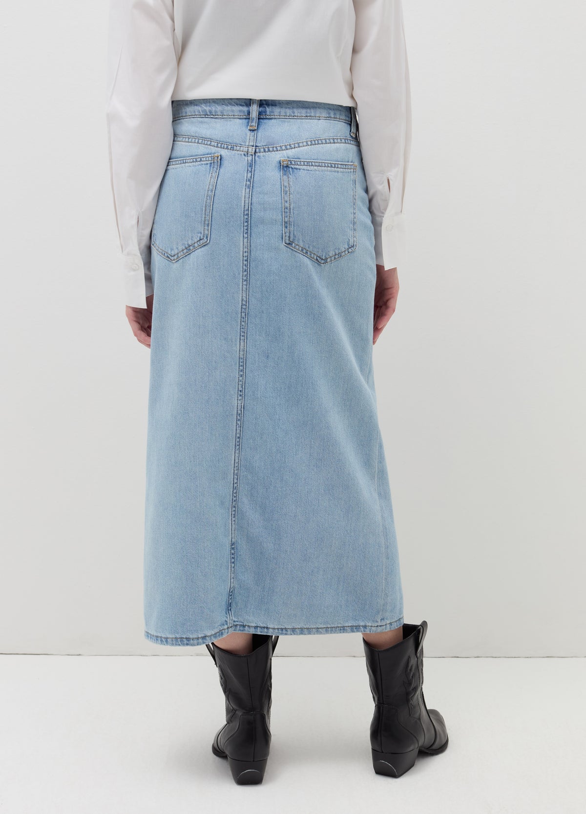 Ovs Long Denim Skirt With Split